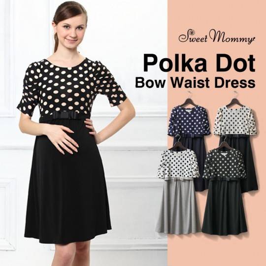 Switch Dot Design Maternity and Nursing Dress 