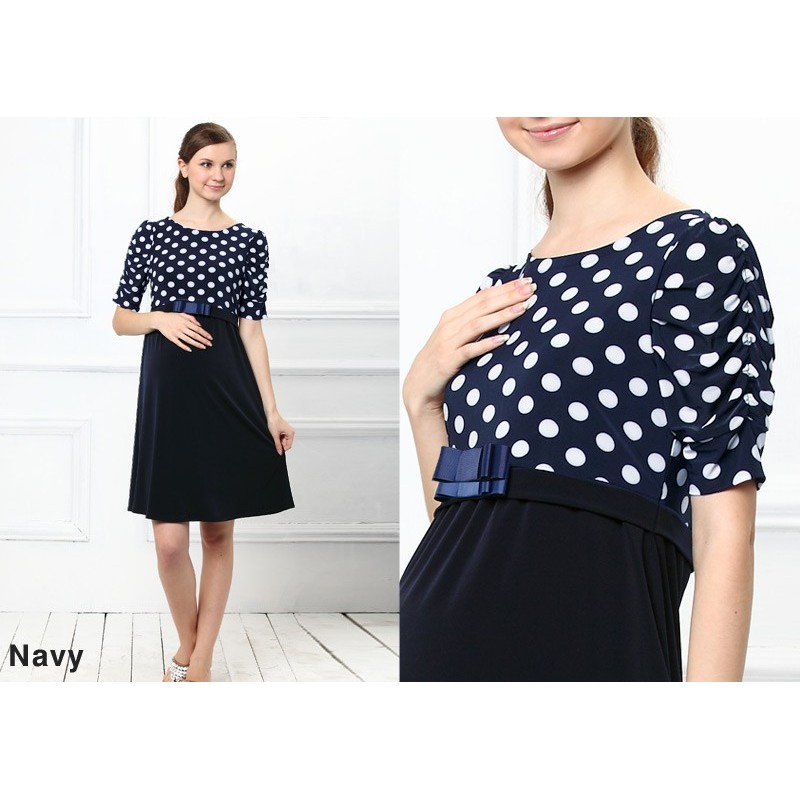 Navy Blue Dot Maternity & Nursing Top