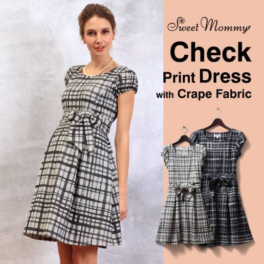 Robe de grossesse et allaitement à carreaux 