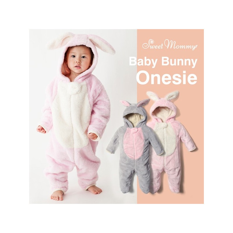 Barboteuse/costume de carnaval petit lapin doublée en coton biologique 