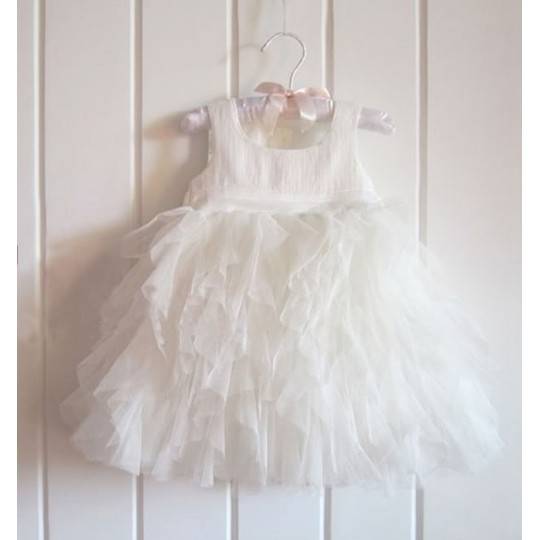 Flower Girl Formal Dress 9M - 6 years White Pink 