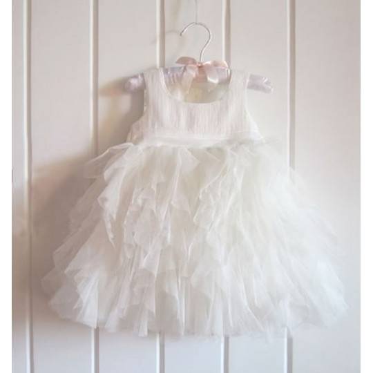 Robe de Cérémonie Demoiselle d&#039;honneur Fillle Blanche Rose 9M - 6 ans 