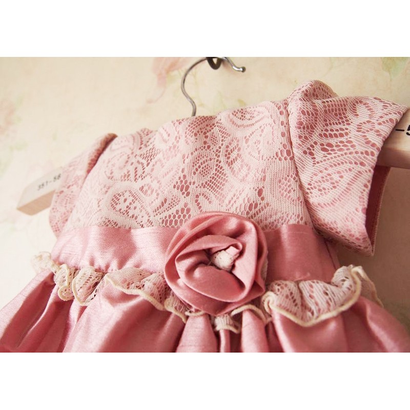 Robe de céremonie fille Demoiselle d'honneur en tissu Chantung rose ou champagne 