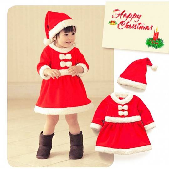 Costume de Père Noel petite fille 80cm - 95cm
