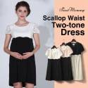 Scallop waist two-tone nursing dress 