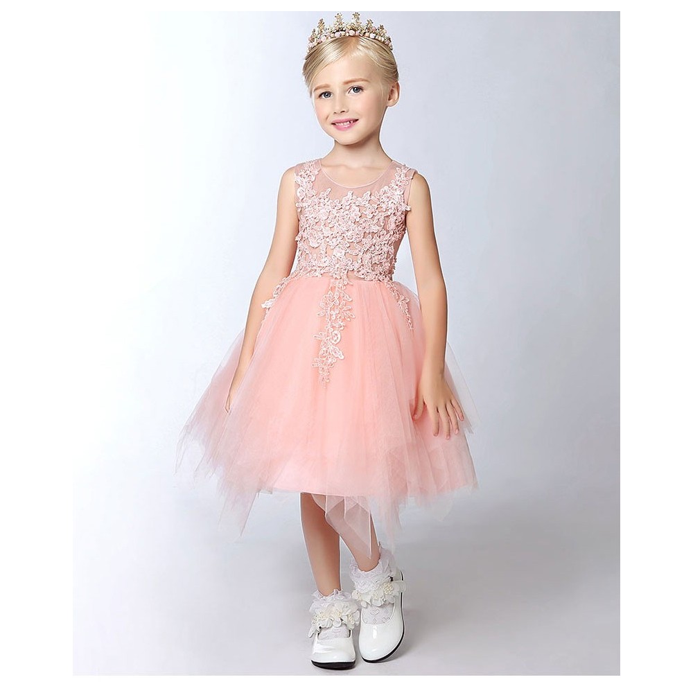 Flower girl peach-coloured formal dress 100-150 cm