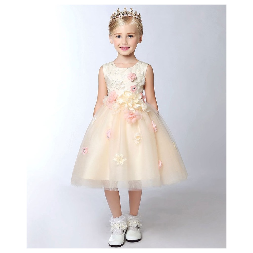 Robe Couleur Champagne De Ceremonie Pour Petite Fille Partylook