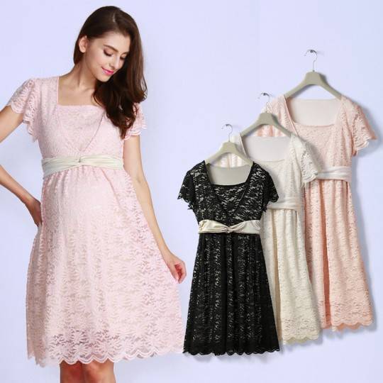 Maternity and nursing ceremony dress made in stretch lace