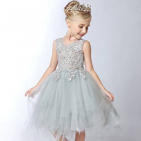 Flower girl pearl-grey-coloured formal dress 100-150 cm