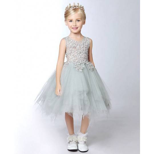 Flower girl pearl-grey-coloured formal dress 100-150 cm