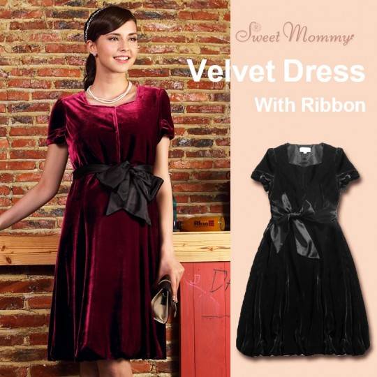 Silk Velvet Maternity Nursing Ceremony Dress 