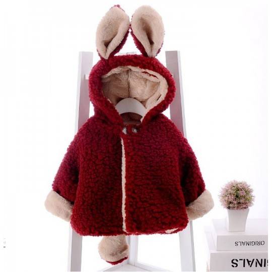 Double face baby coat with ears and tail