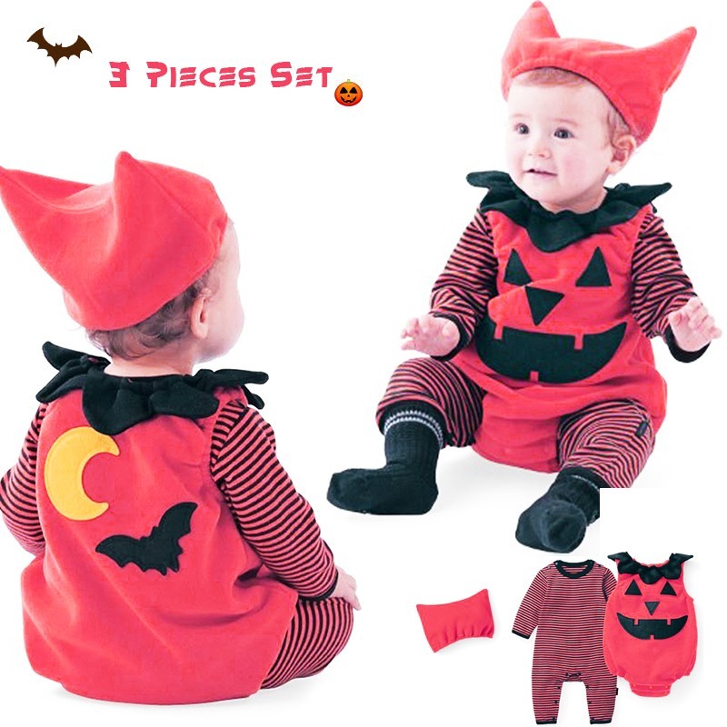 Costume/tutina 3 pz di Halloween per bambino 0-24 mesi
