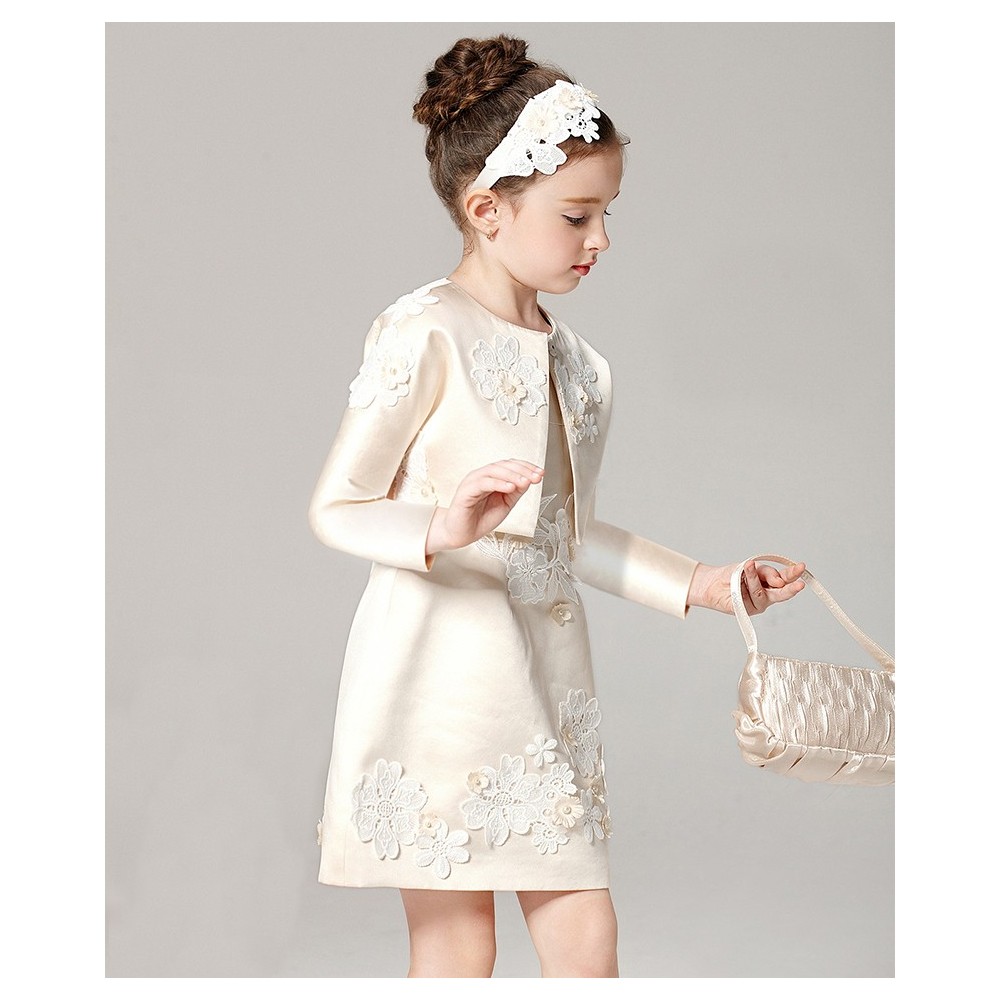 Robe blanche de Cérémonie pour petite fille 100-160cm