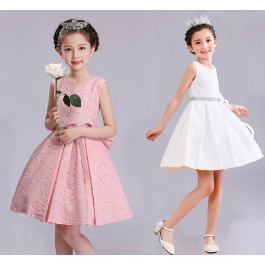 Flower girl white/pink formal dress 100-160 cm