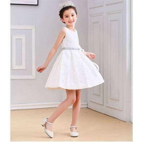 Abito cerimonia bimba damigella bianco/rosa 100-160cm