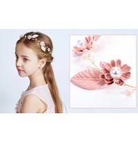 Decorated pink little girl headband  for ceremonies