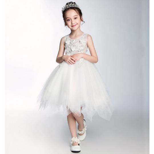 Flower girl formal dress color white 100-150 cm
