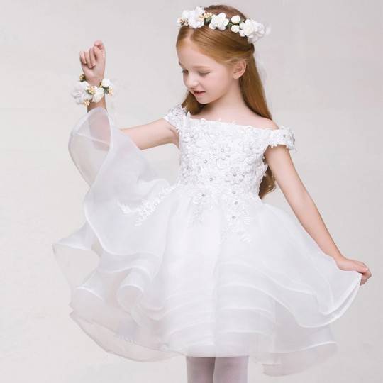 Flower girl formal dress white colour 80-150cm 