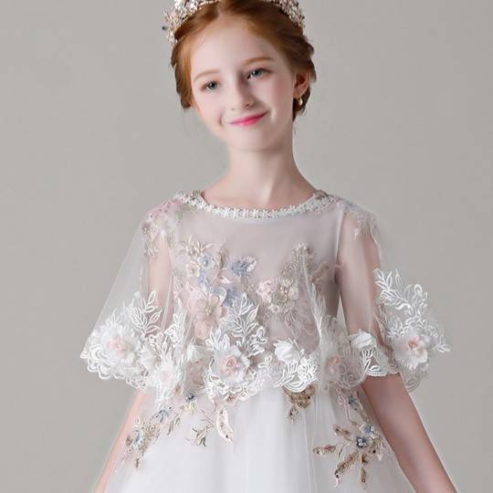 Little girl formal embroidered shawl