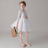 Flower girl formal white dress long sleeves 100-150cm