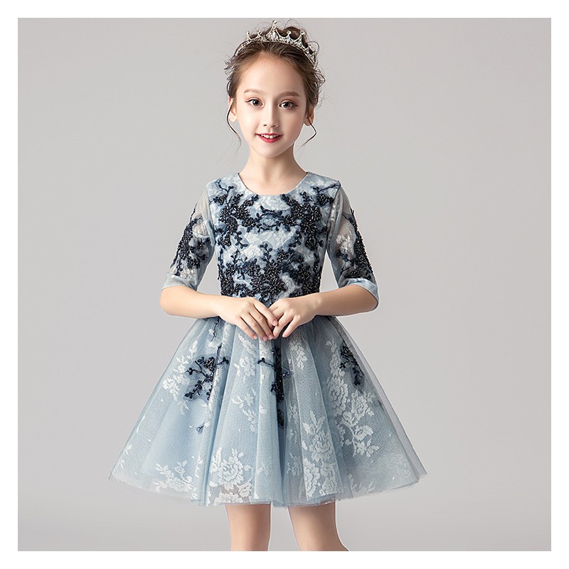 light gray flower girl dress