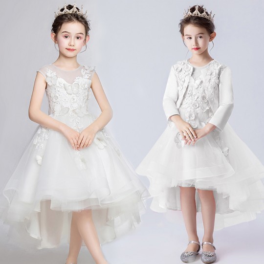 Flower girl ceremony formal dress white 100-160cm