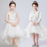 Flower girl ceremony formal dress white 110-160cm