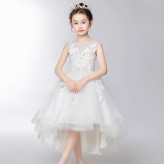 Flower girl ceremony formal dress white 110-160cm