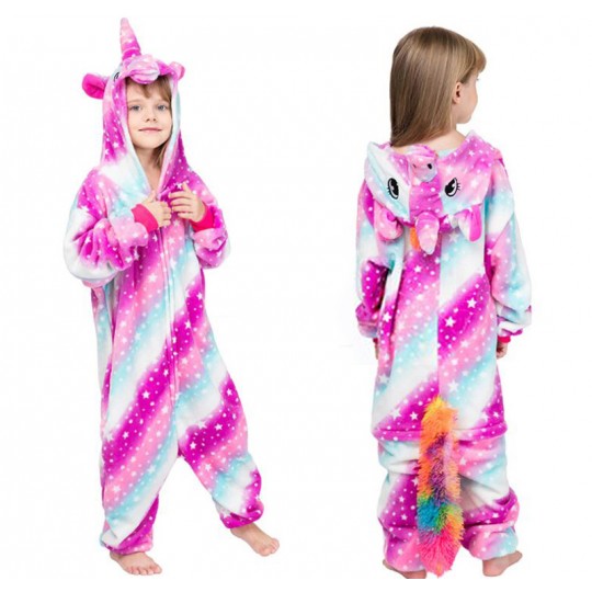 Costume pyjama d&#039;unicorne rainbow 4-12 ans