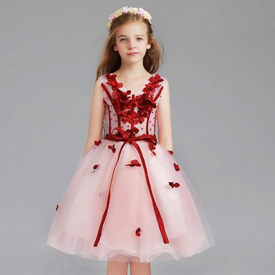 Flower girl formal dress pink/red 110-150cm or tailored