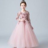 Flower girl formal dress pink 100-160cm