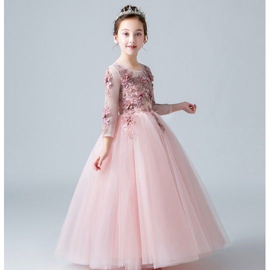 Flower girl formal dress pink 100-160cm