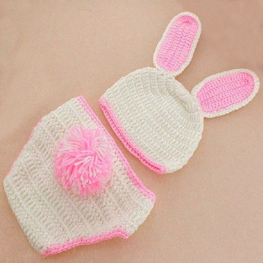Costume coniglietto per neonato con cappellino e calzoncini