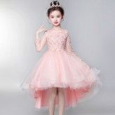 Flower girl formal dress long sleeves light pink 110-160cm