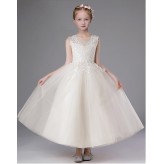 Flower girl long formal dress white 100-160cm