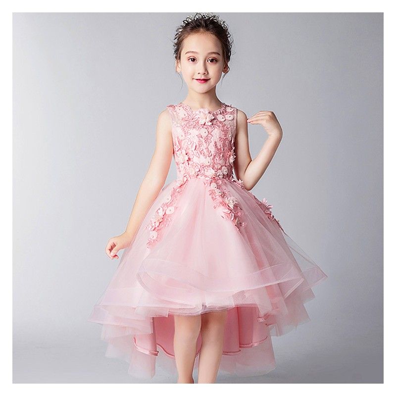 Robe rose de cérémonie fille demoiselle d'honneur 110-160cm