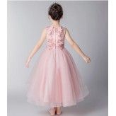 Robe rose de cérémonie fille demoiselle d'honneur 110-160cm