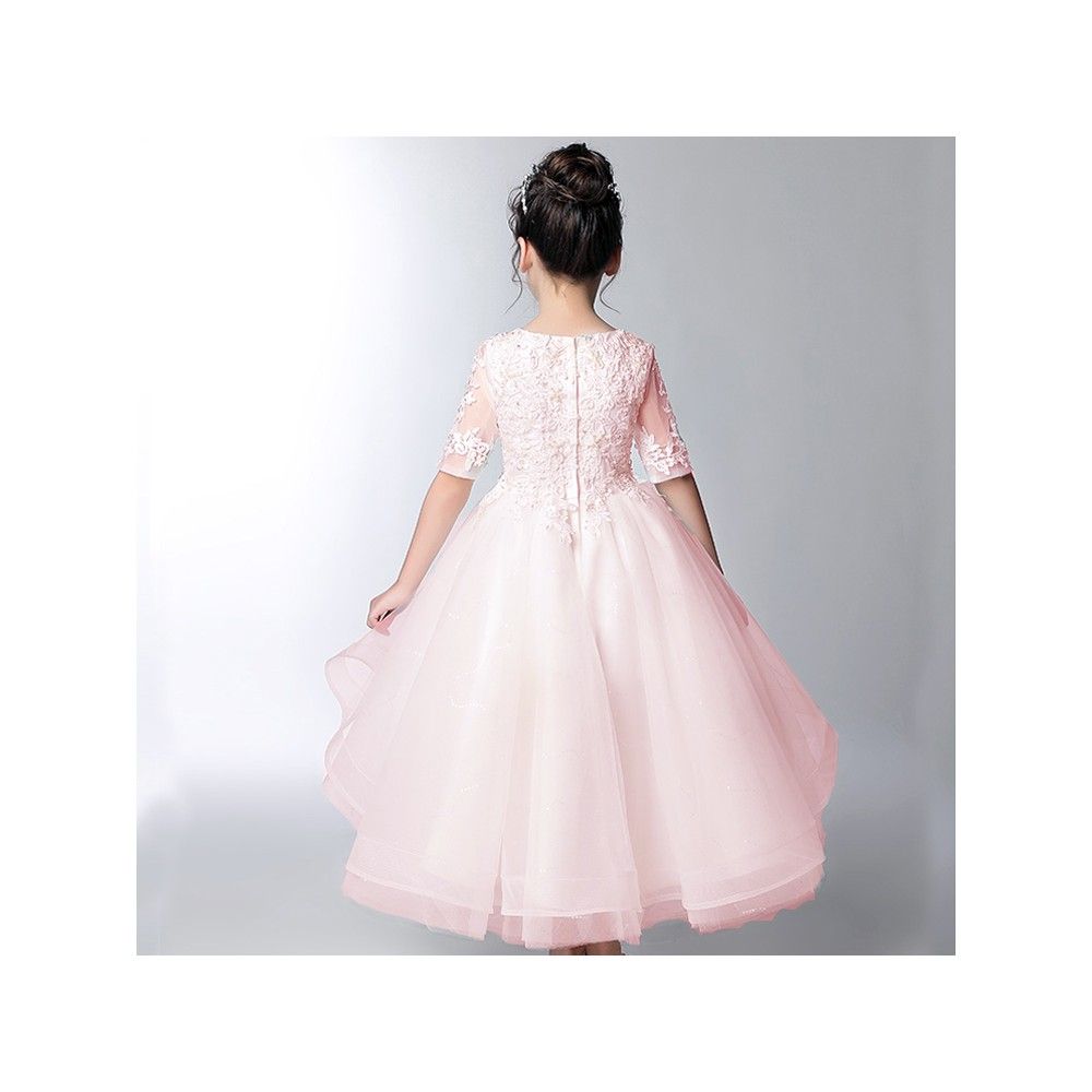 Robe blanche/rose de cérémonie fille-demoiselle d'honneur - PartyLook