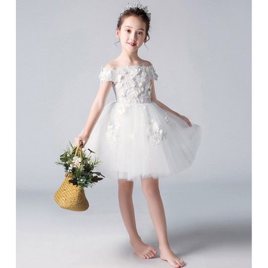 Flower girl formal dress embroidered with butterfly 110-150 cm