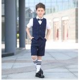 Ensemble de cérémonie pour enfant / garçon 4 pièces bleu à carreaux 100-170 cm