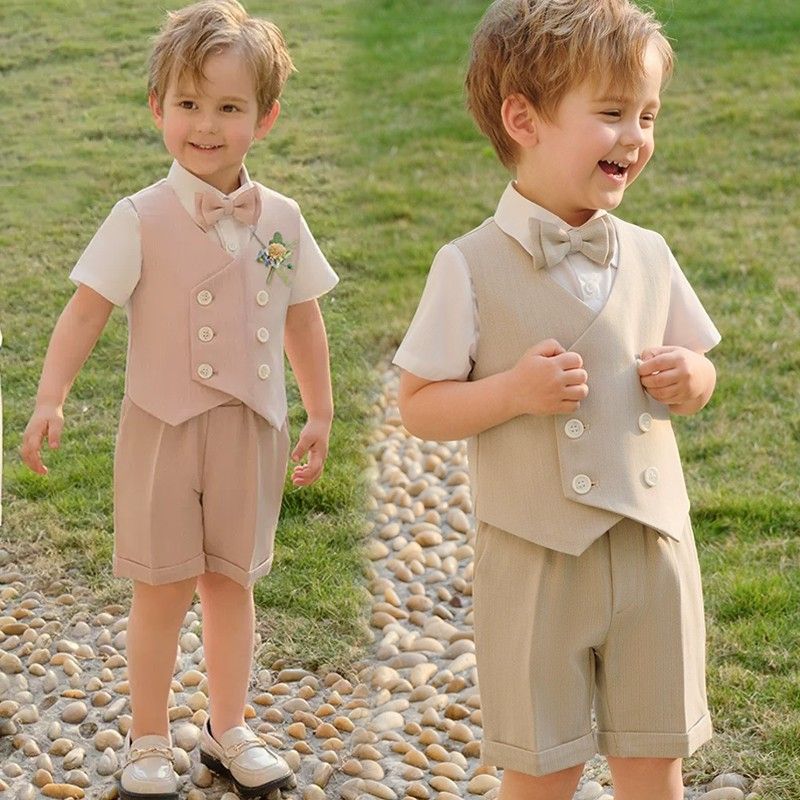 Boy formal 4-piece summer suit starting from 80cm beige or pink