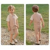 Completo cerimonia estivo bambino 4 pezzi beige rosa partire da 80cm