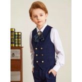 Boy formal suit 6 pieces blue navy or dark grey
