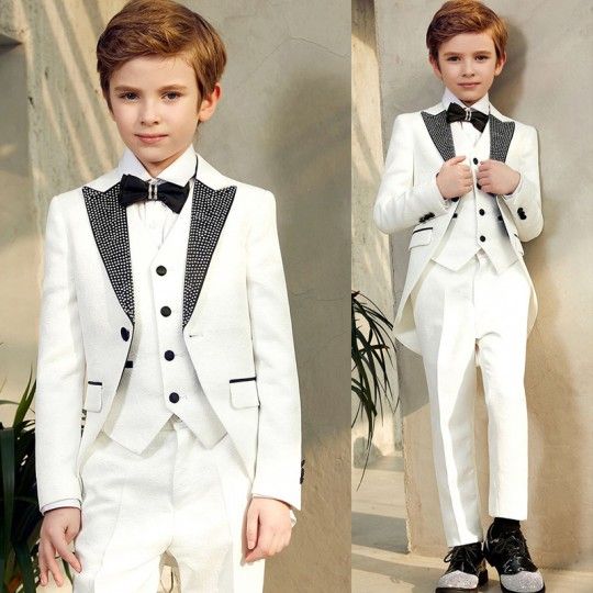 Jacquard Fabric Boy Formal Suit 5 pcs  French Smoking