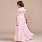 Robe rose de cérémonie fille-demoiselle d'honneur taille personnalisée