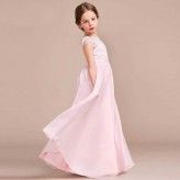 Flower girl long formal dress pink 110-160cm or customized