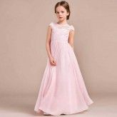 Flower girl long formal dress pink 110-160cm or customized