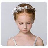 Headband with white flowers and butterflies